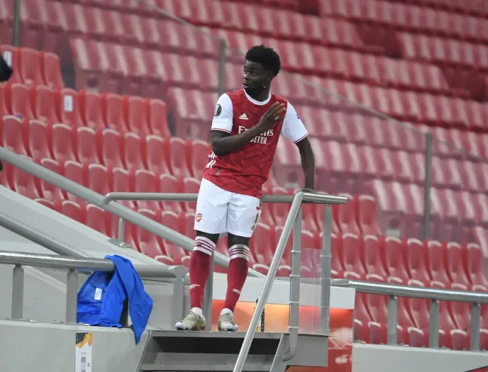 Framed Print : Bukayo Saka in Action: Arsenal vs SL Benfica, Europa League 2021