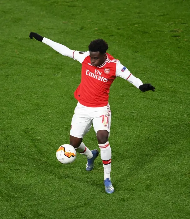 Framed Print : Bukayo Saka in Action: Arsenal's Star Performance against Olympiacos, Europa League 2020 Framed Print : Bukayo Saka in Action: Arsenal's Star Performance against Olympiacos, Europa League 2020