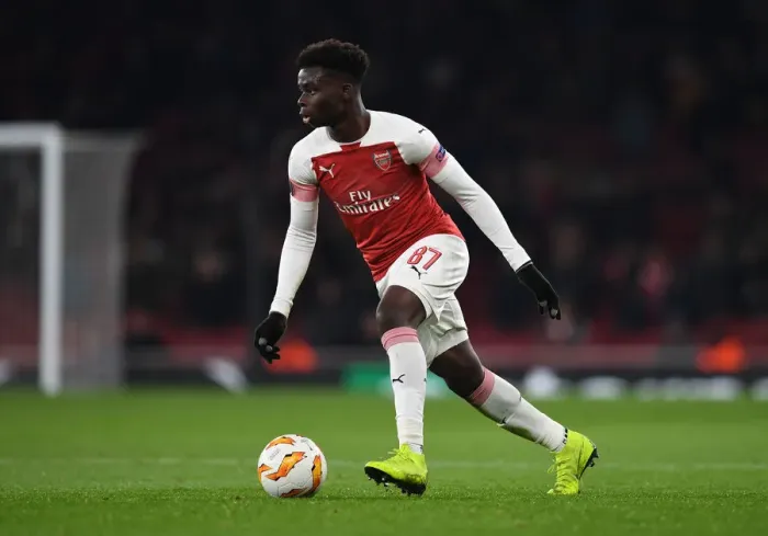 Framed Print : Bukayo Saka in Action: Arsenal's Young Star Shines in Europa League Match against Qarabag