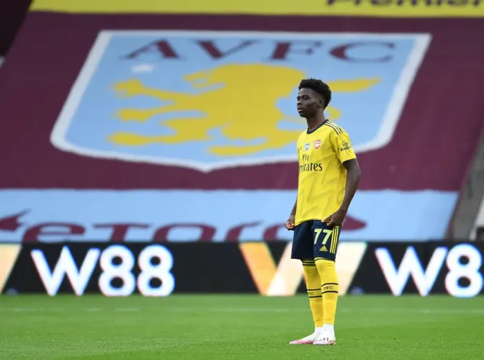 Framed Print : Bukayo Saka: In Action Against Aston Villa, Premier League 2019-2020 Framed Print : Bukayo Saka: In Action Against Aston Villa, Premier League 2019-2020