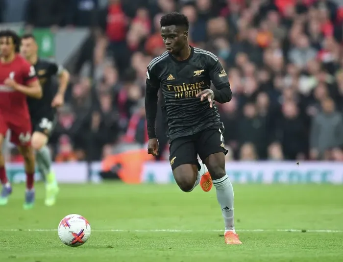 Framed Print : Bukayo Saka in Action: Liverpool vs. Arsenal, Premier League 2022-23 Framed Print : Bukayo Saka in Action: Liverpool vs. Arsenal, Premier League 2022-23