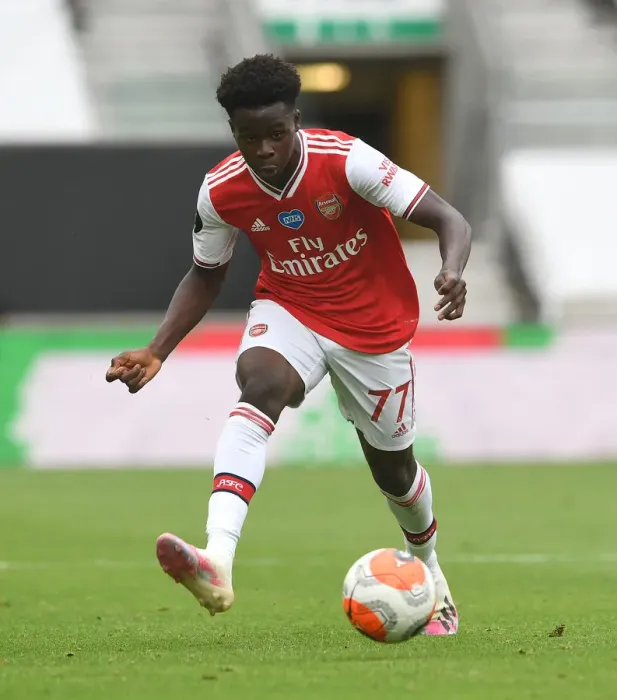 Framed Print : Bukayo Saka in Action: Wolverhampton Wanderers vs. Arsenal FC, Premier League 2019-2020