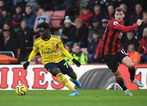 Bukayo Saka Dashes Past Bournemouth's Jack Stacey: AFC Bournemouth vs Arsenal FC, Premier League (December 2019)