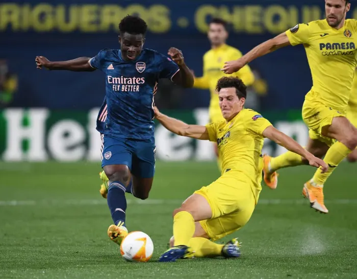 Framed Print : Bukayo Saka Foul by Pau Torres: Villarreal vs. Arsenal - UEFA Europa League Semi-Final Leg One (2021) Framed Print : Bukayo Saka Foul by Pau Torres: Villarreal vs. Arsenal - UEFA Europa League Semi-Final Leg One (2021)