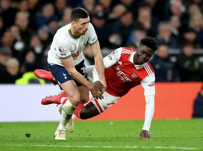 Framed Print : Bukayo Saka Fouled by Lenglet: Tottenham vs. Arsenal, Premier League 2022-23 Framed Print : Bukayo Saka Fouled by Lenglet: Tottenham vs. Arsenal, Premier League 2022-23