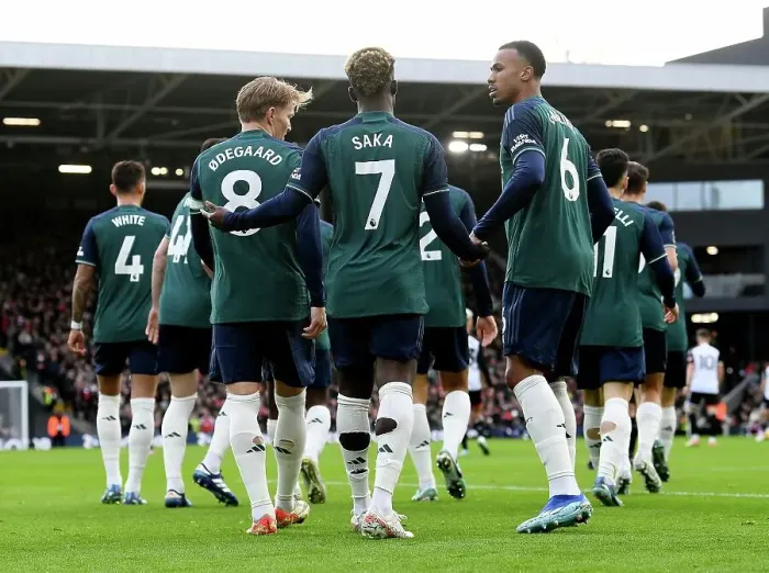 Framed Print : Bukayo Saka Nets First Goal of 2023-24 Premier League Season: Arsenal Triumphs Over Fulham