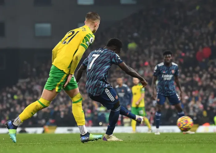 Framed Print : Bukayo Saka Scores Double: Norwich City vs Arsenal, Premier League 2021-22