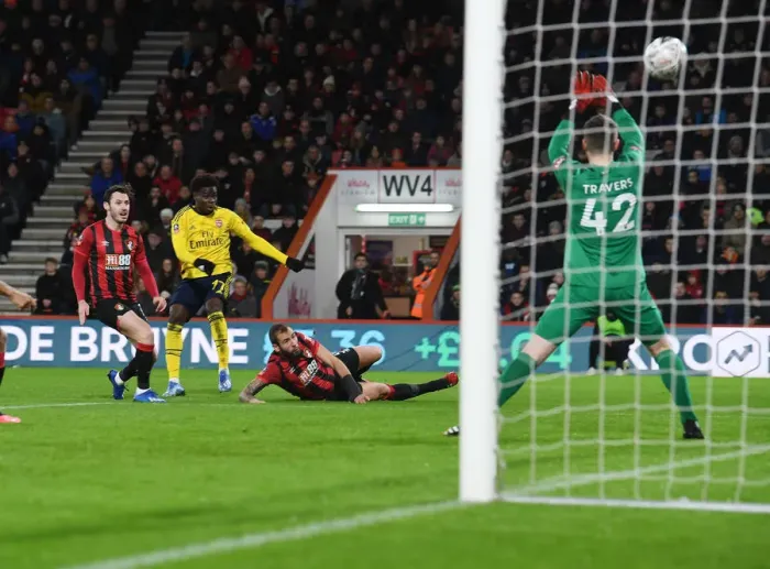 Framed Print : Bukayo Saka Scores First FA Cup Goal: Arsenal Advances Past AFC Bournemouth Framed Print : Bukayo Saka Scores First FA Cup Goal: Arsenal Advances Past AFC Bournemouth