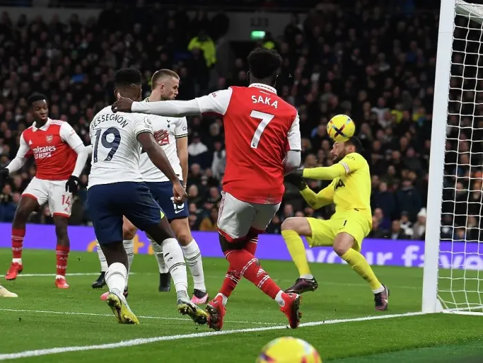 Framed Print : Bukayo Saka Scores First Goal: Arsenal Triumphs Over Tottenham in Premier League Clash (2022-23)