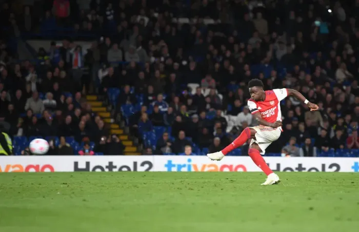 Framed Print : Bukayo Saka Scores Penalty: Arsenal's Comeback Win Against Chelsea (2021-22)
