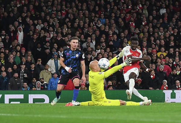 Bukayo Saka Scores His Second: Arsenal's Victory over Sevilla in the 2023-24 UEFA Champions League at Emirates Stadium