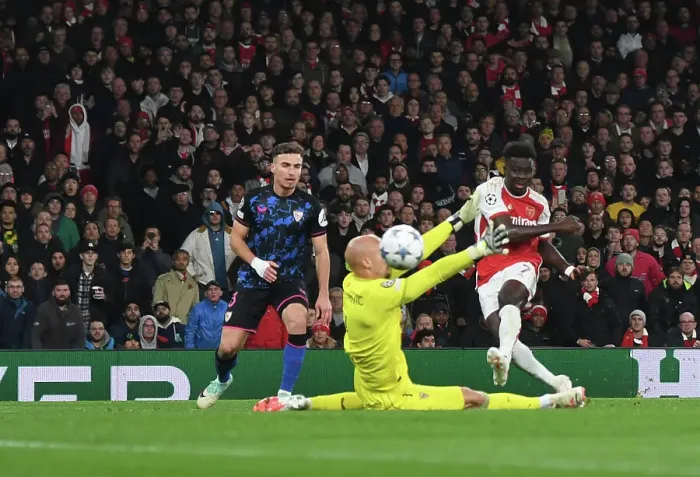 Framed Print : Bukayo Saka Scores His Second: Arsenal's Victory over Sevilla in the 2023-24 UEFA Champions League at Emirates Stadium Framed Print : Bukayo Saka Scores His Second: Arsenal's Victory over Sevilla in the 2023-24 UEFA Champions League at Emirates Stadium