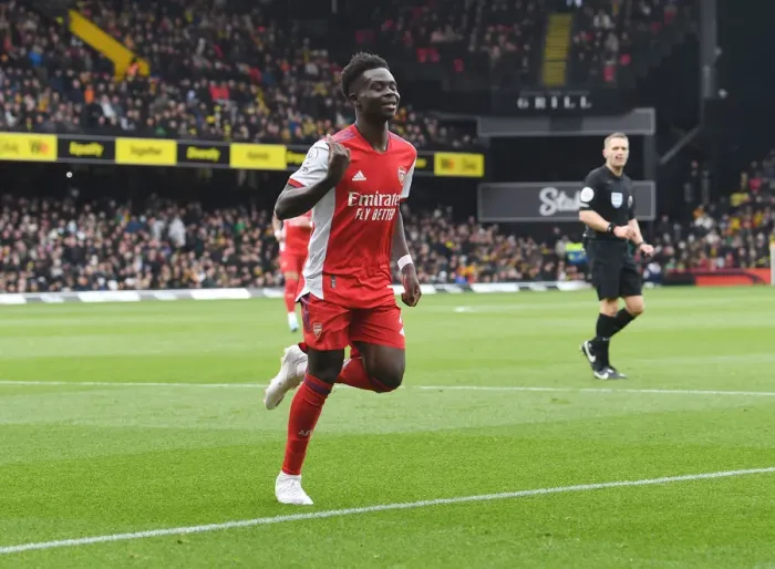 Framed Print : Bukayo Saka Scores Second Goal: Arsenal Triumphs Over Watford in Premier League Framed Print : Bukayo Saka Scores Second Goal: Arsenal Triumphs Over Watford in Premier League