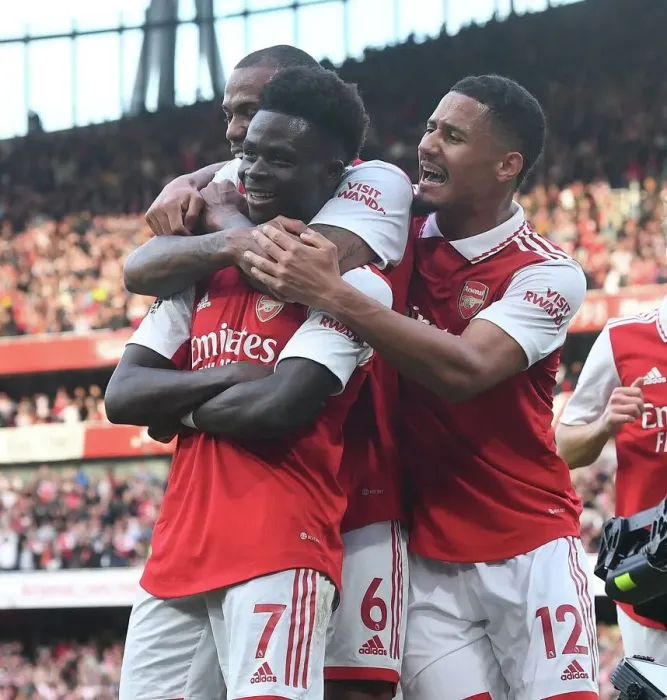 Framed Print : Bukayo Saka Scores the Winning Goal: Arsenal Triumphs over Liverpool in the 2022-23 Premier League
