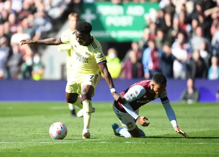 Framed Print : Bukayo Saka vs. Jacob Ramsey: Intense Battle at Villa Park - Aston Villa vs. Arsenal, Premier League 2021-22 Framed Print : Bukayo Saka vs. Jacob Ramsey: Intense Battle at Villa Park - Aston Villa vs. Arsenal, Premier League 2021-22