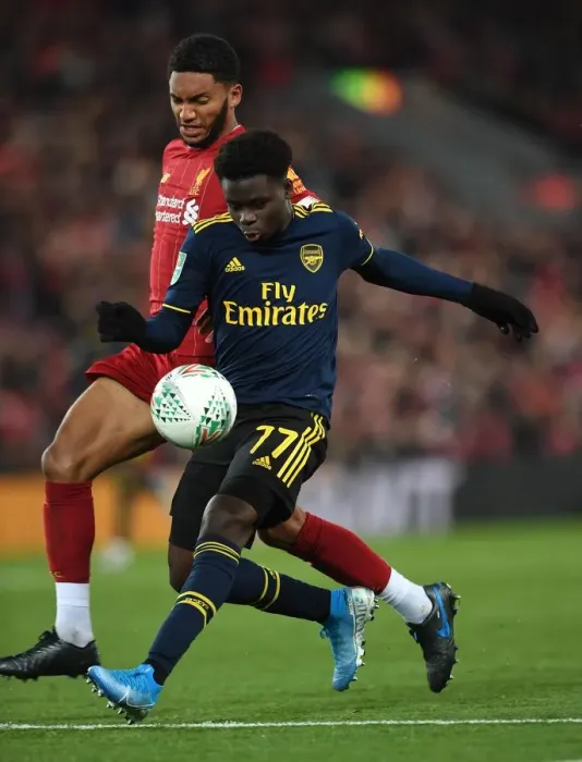 Framed Print : Bukayo Saka vs Joe Gomez: A Football Rivalry at Anfield - Carabao Cup Clash (Liverpool vs Arsenal, 2019-20) Framed Print : Bukayo Saka vs Joe Gomez: A Football Rivalry at Anfield - Carabao Cup Clash (Liverpool vs Arsenal, 2019-20)