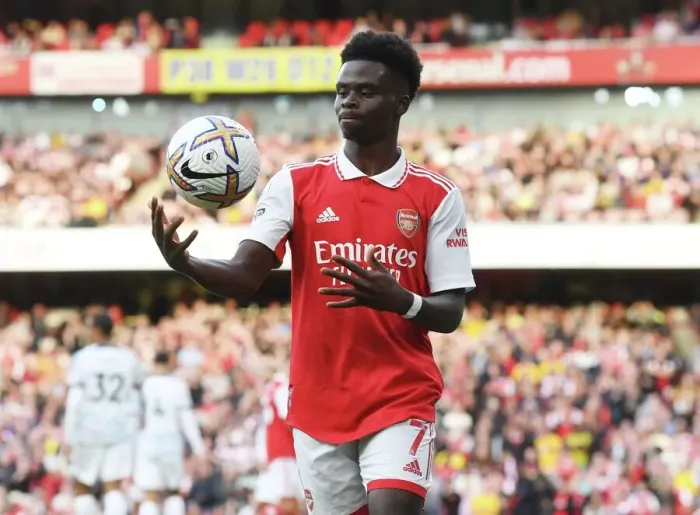 Framed Print : Bukayo Saka vs. Liverpool: The Emirates Showdown (Arsenal vs. Liverpool 2022-23)