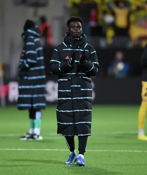 Framed Print : Bukayo Saka's Applause: Arsenal's Victory in Bodø / Glimt UEFA Europa League Match Framed Print : Bukayo Saka's Applause: Arsenal's Victory in Bodø / Glimt UEFA Europa League Match