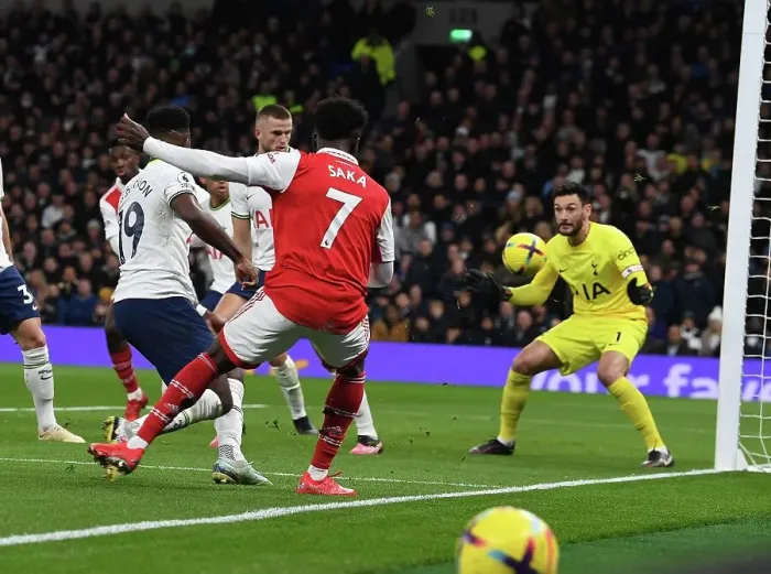 Framed Print : Bukayo Saka's Thrilling First Goal: Arsenal Triumphs Over Tottenham in Epic 2022-23 Premier League Match Framed Print : Bukayo Saka's Thrilling First Goal: Arsenal Triumphs Over Tottenham in Epic 2022-23 Premier League Match