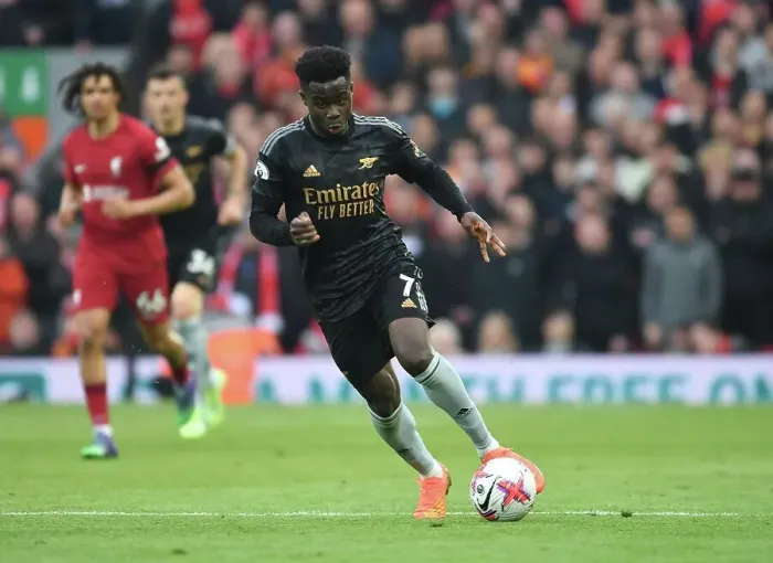 Framed Print : Bukayo Saka's Unforgettable Performance: Liverpool vs. Arsenal, Premier League 2022-23 - A New Hero Emerges at Anfield