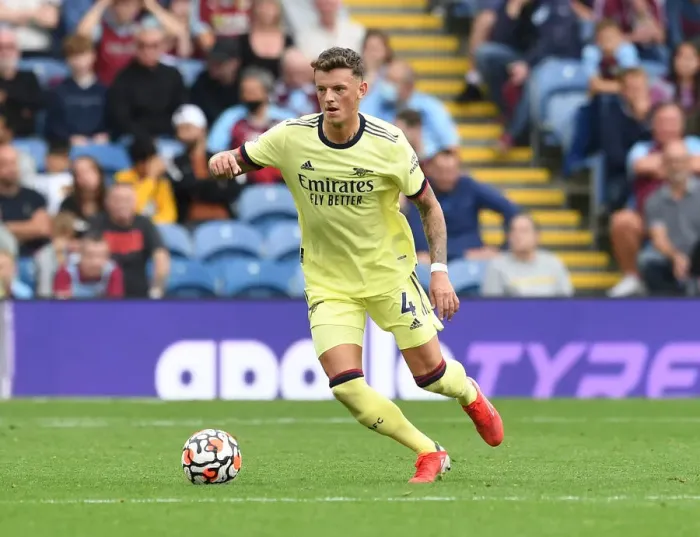 Framed Print : Burnley vs Arsenal: Ben White in Action - Premier League 2021-22