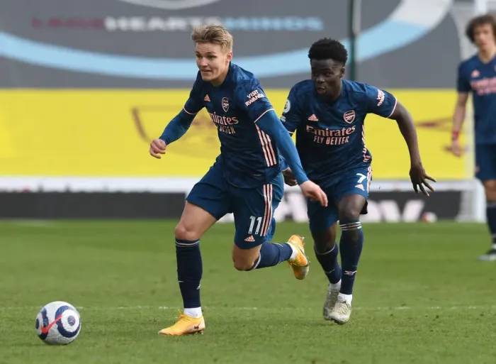 Framed Print : Burnley vs. Arsenal: Martin Odegaard in Action at Empty Turf Moor, Premier League 2020-21