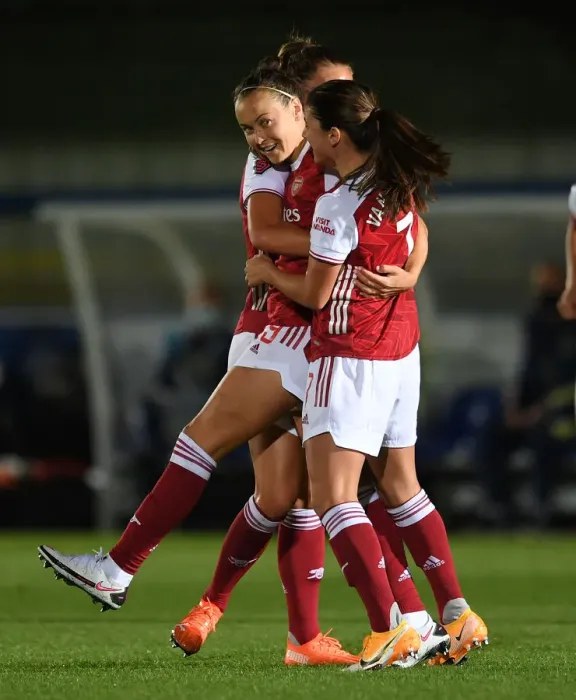 Framed Print : Caitlin Foord Scores: Chelsea Women vs Arsenal Women in Continental Cup Match Framed Print : Caitlin Foord Scores: Chelsea Women vs Arsenal Women in Continental Cup Match