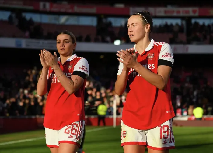 Framed Print : Caitlin Foord's Emotional Moment: Arsenal Women's Intense Battle Against Chelsea Women at Emirates Stadium