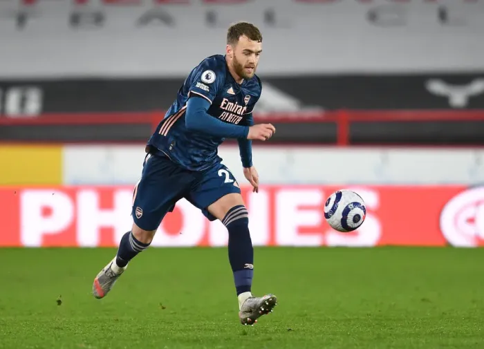 Framed Print : Calum Chambers: In Action for Arsenal Against Sheffield United, Premier League 2020-21 Framed Print : Calum Chambers: In Action for Arsenal Against Sheffield United, Premier League 2020-21