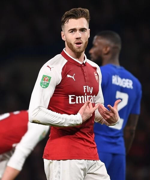 Calum Chambers in Action: Arsenal vs. Chelsea - Carabao Cup Semi-Final First Leg