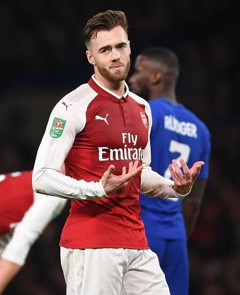 Calum Chambers in Action: Arsenal vs. Chelsea - Carabao Cup Semi-Final