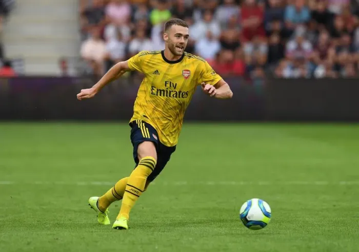 Framed Print : Calum Chambers in Action: Arsenal vs Angers Pre-Season Friendly, July 2019