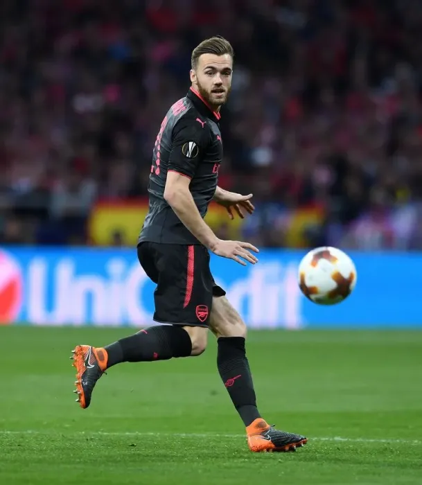 Framed Print : Calum Chambers in Action: Arsenal vs Atletico Madrid, UEFA Europa League Semi-Final