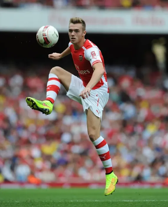 Framed Print : Calum Chambers in Action: Arsenal vs Benfica, Emirates Cup 2014