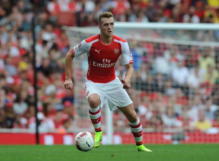 Framed Print : Calum Chambers in Action: Arsenal vs Benfica, Emirates Cup 2014