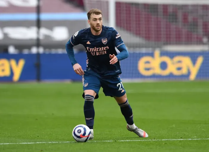 Framed Print : Calum Chambers in Action: Arsenal vs West Ham United, Premier League 2021