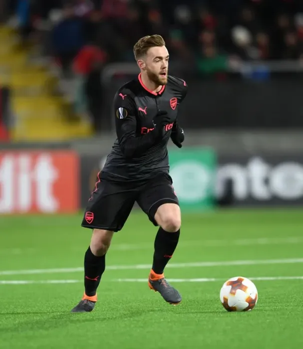 Framed Print : Calum Chambers in Action: Arsenal's Europa League Battle against Ostersunds FK