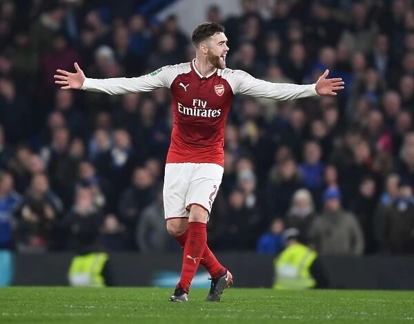 Calum Chambers in Action: Chelsea vs. Arsenal - Carabao Cup Semi-Final First Leg