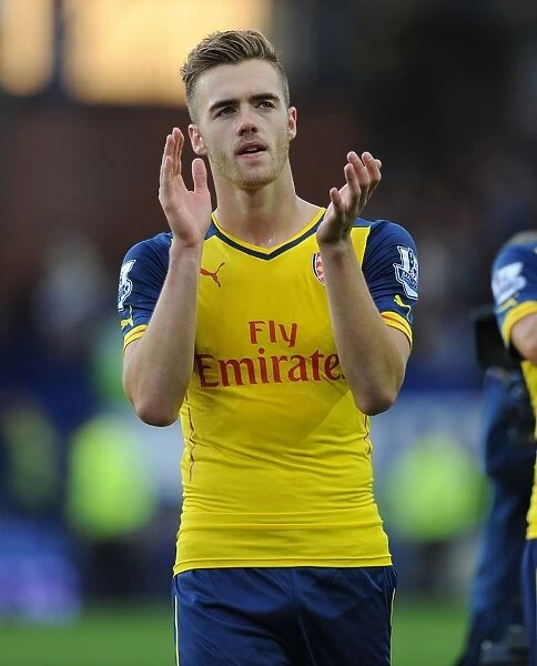 Calum Chambers Applauding Arsenal Fans: Everton vs Arsenal, Premier League 2014 / 15