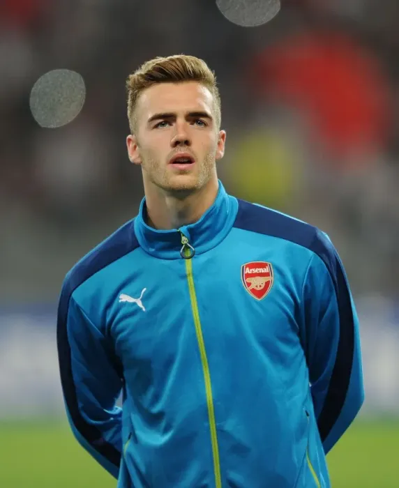 Framed Print : Calum Chambers: Arsenal's Defensive Preparations Against Besiktas, UEFA Champions League Qualifiers 2014