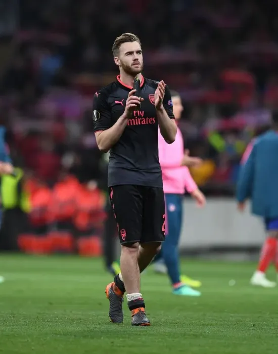 Framed Print : Calum Chambers Rallies Arsenal Fans After Europa League Semi-Final Showdown vs Atletico Madrid