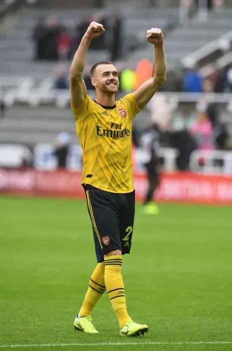 Framed Print : Calum Chambers Salutes Arsenal Fans: Newcastle United vs Arsenal FC, Premier League 2019-20