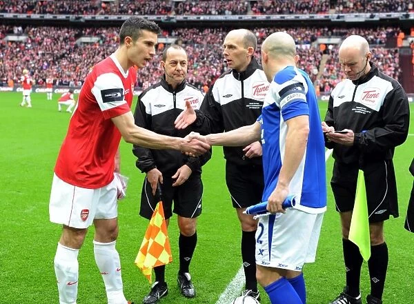 Captains : Robin van Persie (Arsenal), Stephen Carr (Birmingham) line up with officials before the match. Arsenal 1: 2 Birmingham City, Carling Cup Final, Wembley Stadium, London, 27  /  2  /  2011. Credit : Stuart MacFarlane  /  Arsenal