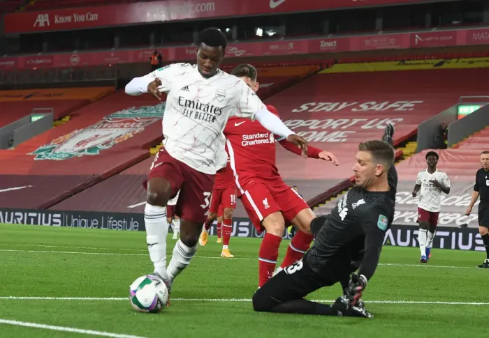 Framed Print : Carabao Cup Drama: Nketiah's Penalty Saved by Adrian - Liverpool vs Arsenal