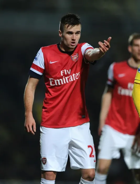 Framed Print : Carl Jenkinson in Action: Norwich City vs Arsenal, Premier League 2012-13