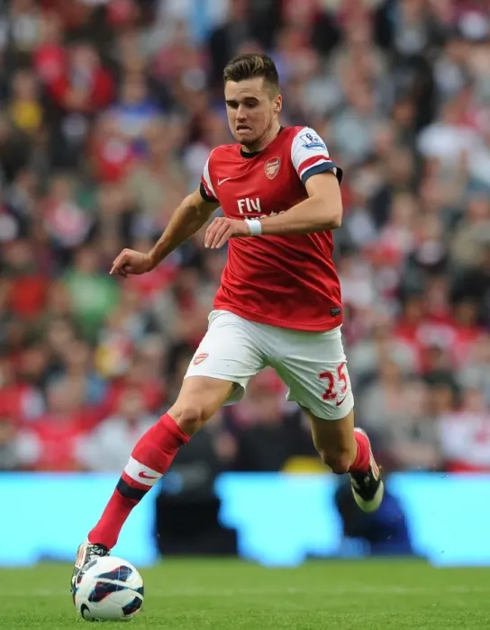 Framed Print : Carl Jenkinson Faces Manchester City: Arsenal vs. Manchester City, Premier League 2012-13