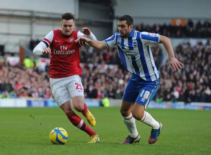 Framed Print : Carl Jenkinson vs Gary Dicker: Battle in the FA Cup Fourth Round between Brighton & Hove Albion and Arsenal Framed Print : Carl Jenkinson vs Gary Dicker: Battle in the FA Cup Fourth Round between Brighton & Hove Albion and Arsenal