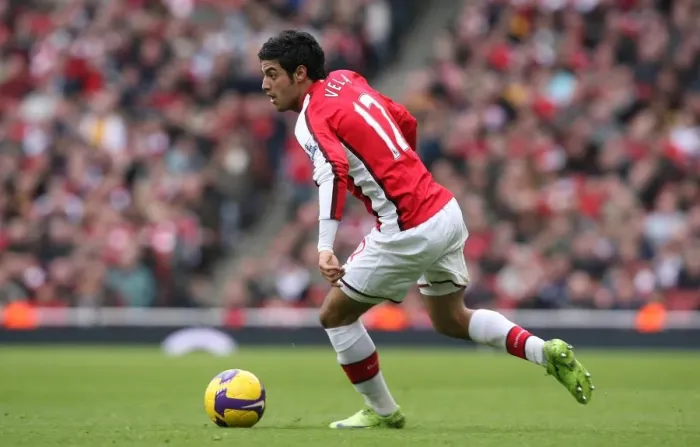Framed Print : Carlos Vela: Arsenal Striker in Action at Emirates Stadium, 2009