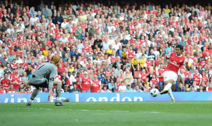 Framed Print : Carlos Vela Scores the Fourth Goal: Arsenal 4-1 Blackburn Rovers