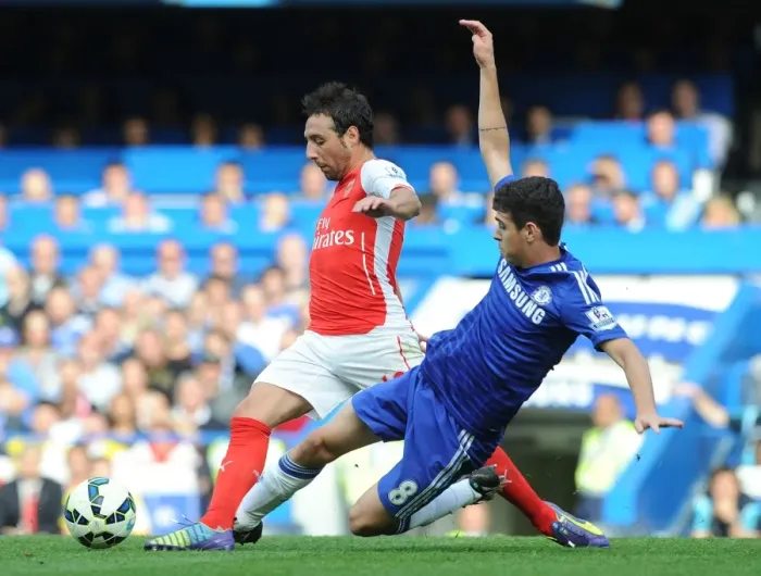 Framed Print : Cazorla Foul: Chelsea vs. Arsenal, Premier League 2014-15
